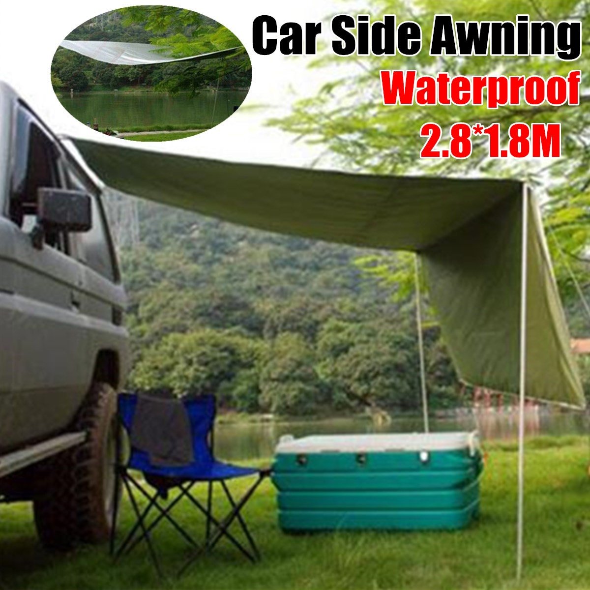 2-8x1-8M-Foldable-Car-Sunshade-Tent-Pole-Waterproof-Outdoor-Travel-Beach-Camping-Roof-Top-Tent